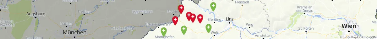 Kartenansicht für Apotheken-Notdienste in der Nähe von Wernstein am Inn (Schärding, Oberösterreich)